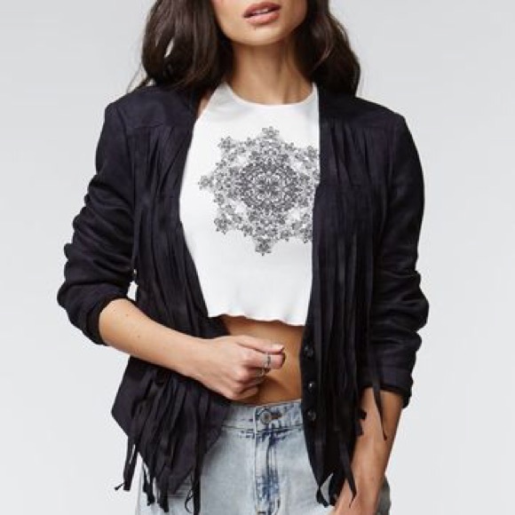 Kendall & Kylie Fringe Black Jacket size MED - Picture 1 of 8